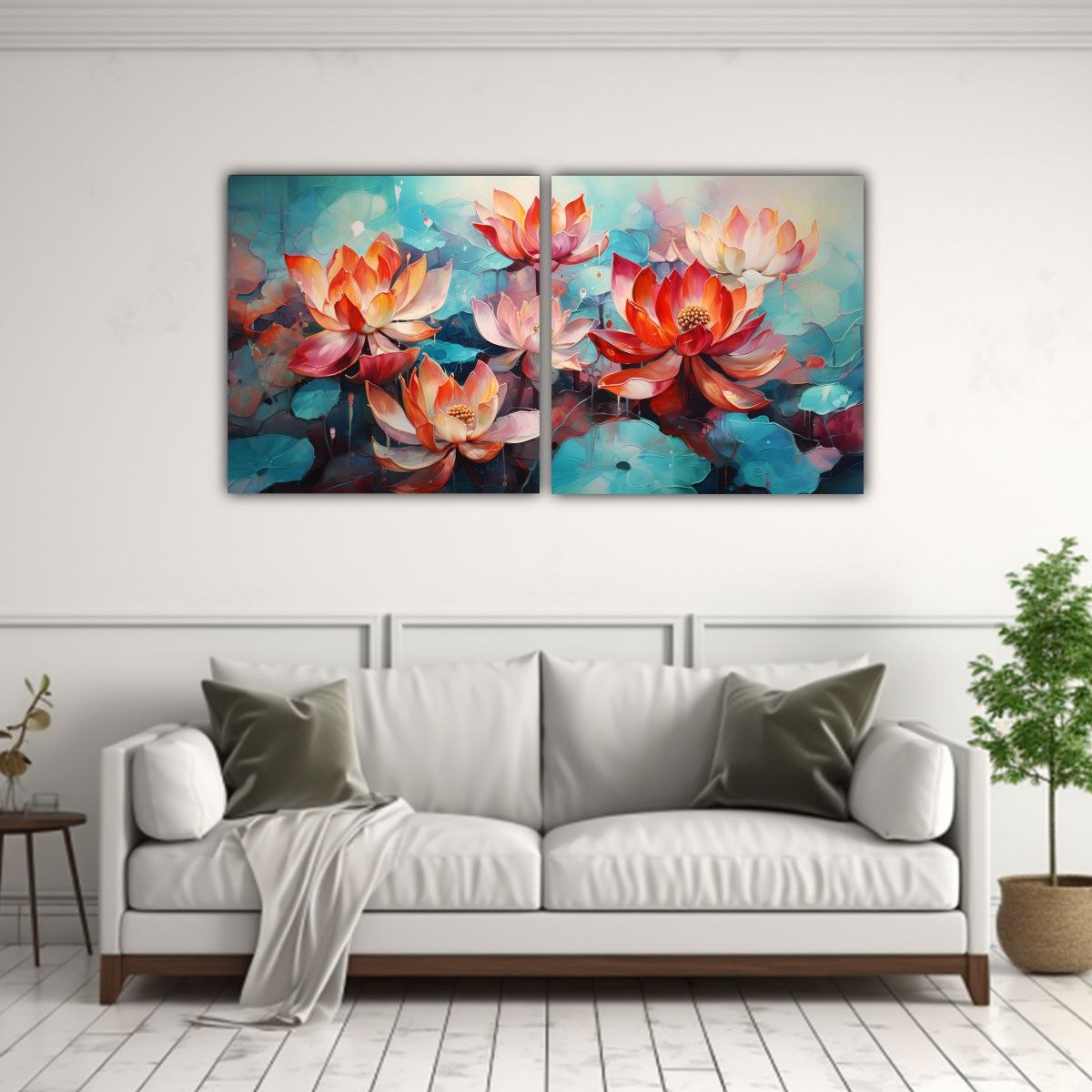 GENERICO - Pintura Abstracta Duradera De Flores De Loto En 100x50 Cm