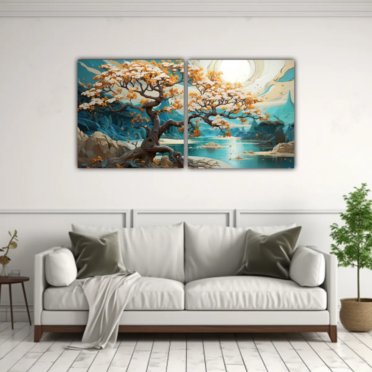 GENERICO - Pintura Abstracta árbol De Roble En Colores 80x40 Cm