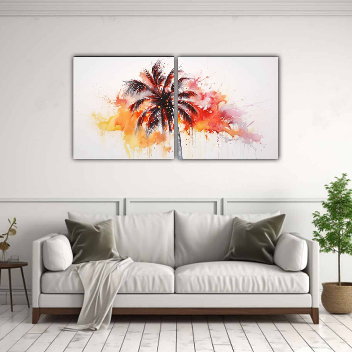 GENERICO - Diptico Vintage Impresionante De Palma Roja Y 100x50 Cm