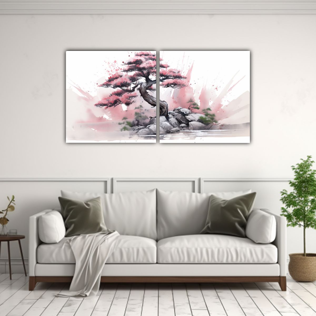GENERICO - Pintura Abstracta De Un árbol Bonsái De Pino En 100x50 Cm