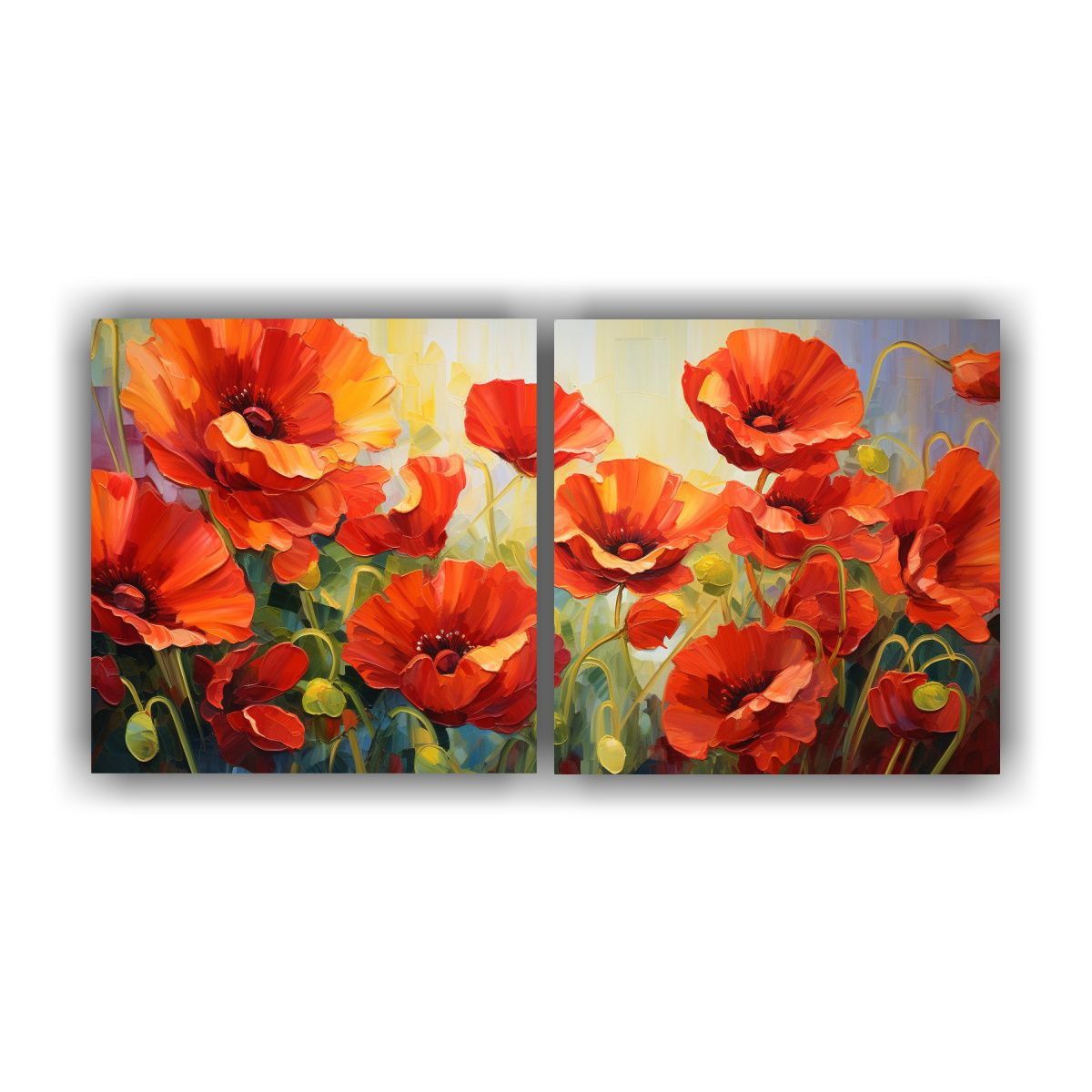 GENERICO - Pintura Abstracta Flores Amapolas Detalles 60x30 Cm