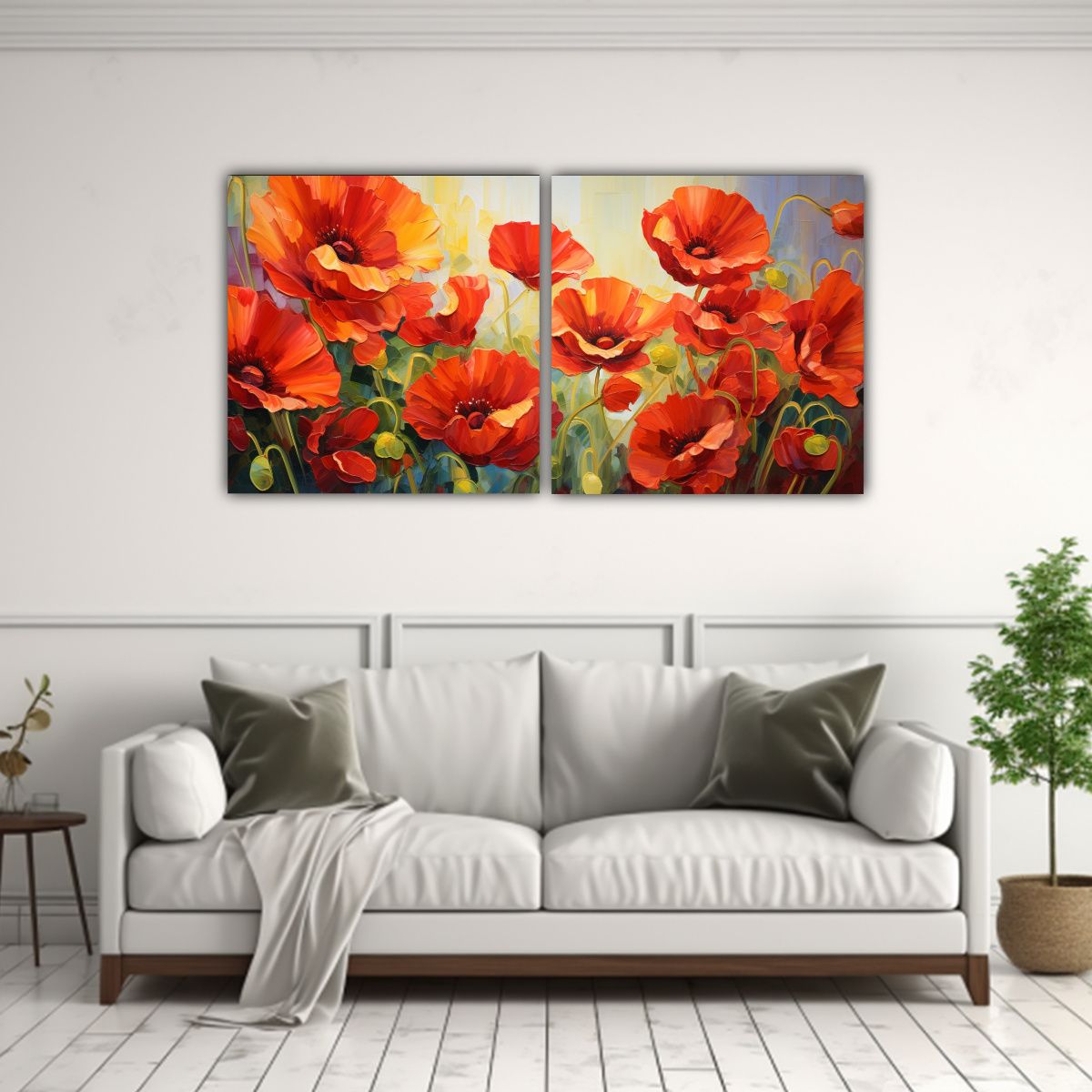 GENERICO - Pintura Abstracta Flores Amapolas Detalles 60x30 Cm