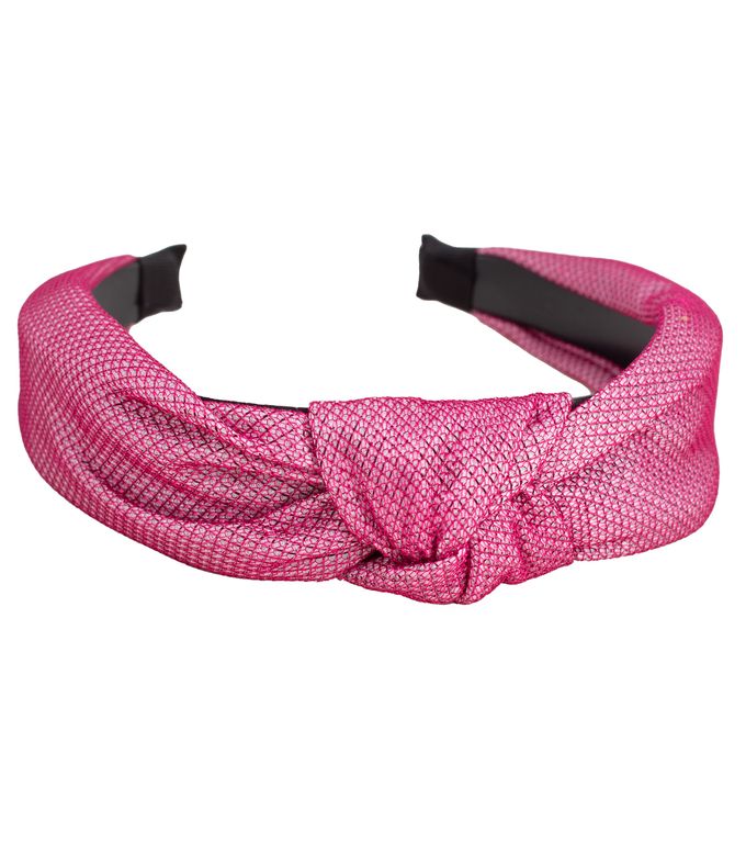 Cintillo Rígido forrado en tela con nudo - Fucsia