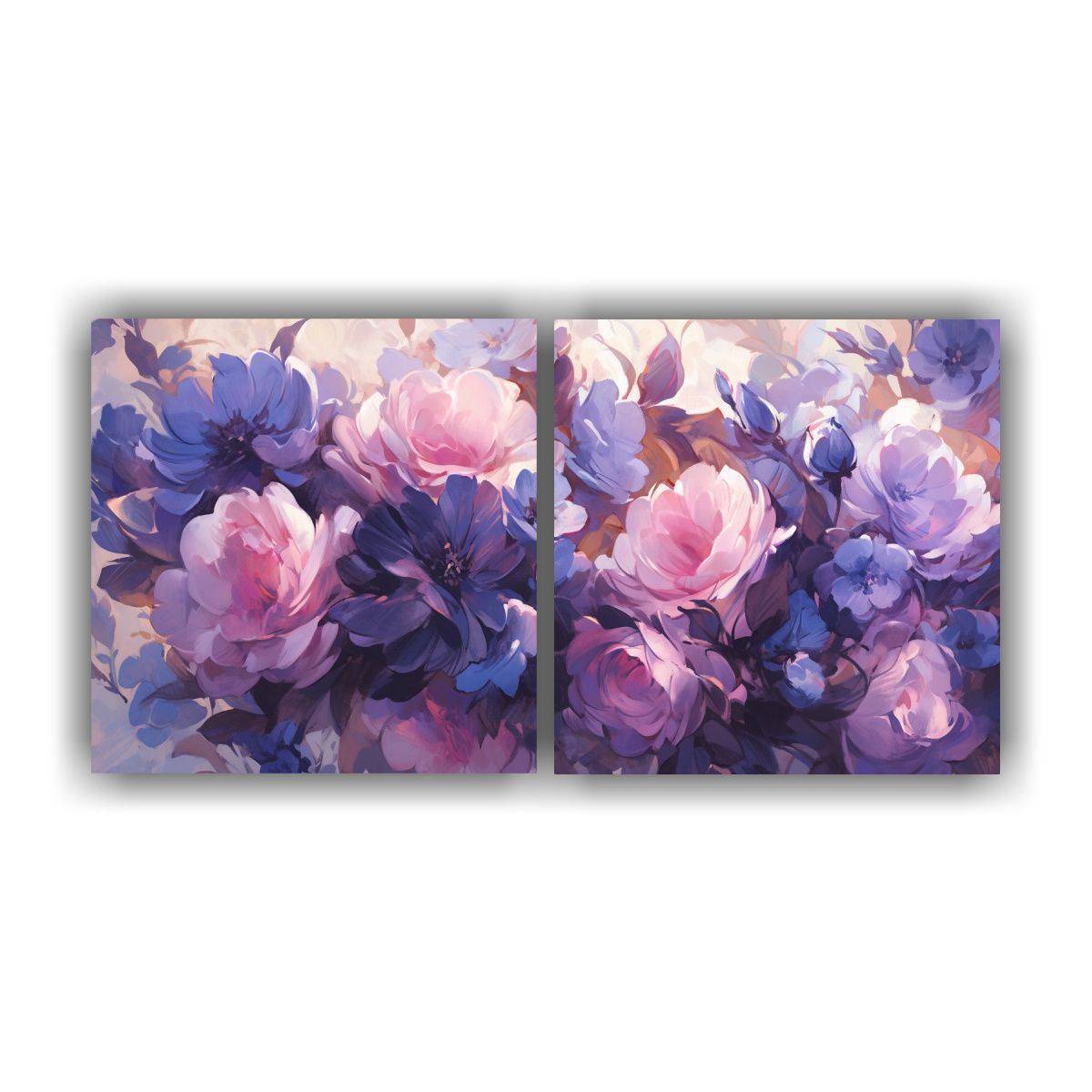 GENERICO - Dos Cuadros De Abstracción En Lienzo Full Color 60x30 Cm