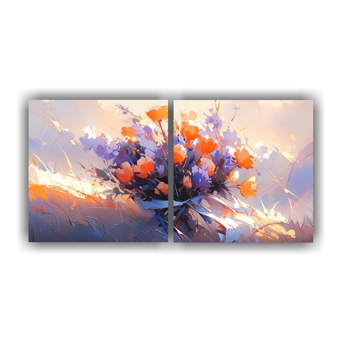 GENERICO - Pintura Vanguardia Refinada En Lienzo Con Flores 60x30 Cm