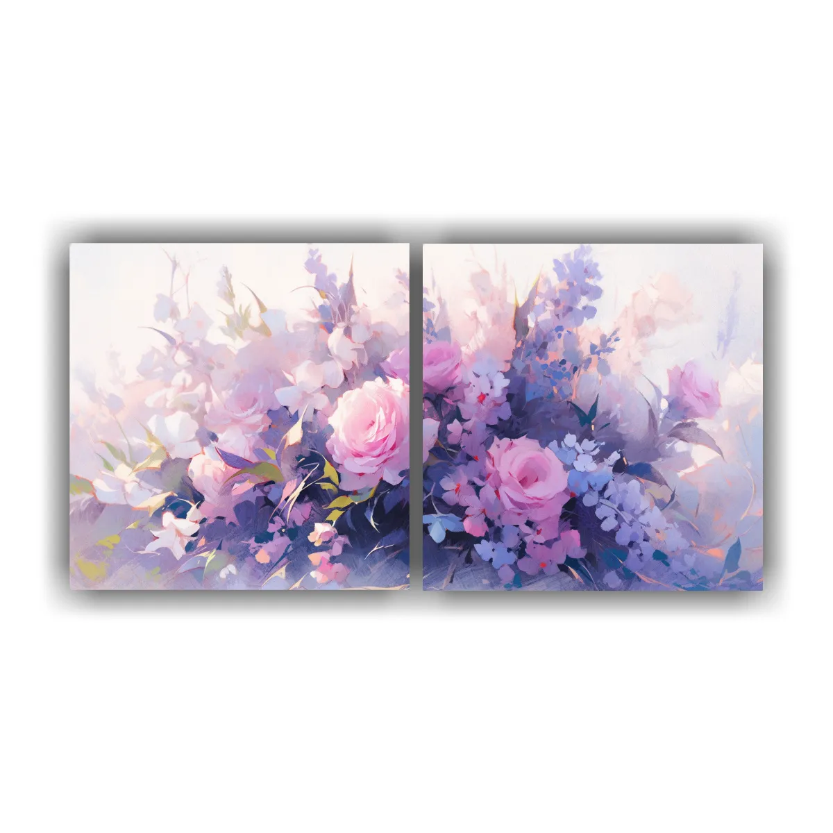 GENERICO - Pintura En Lienzo De Flores En Colores Morados Y 80x40 Cm