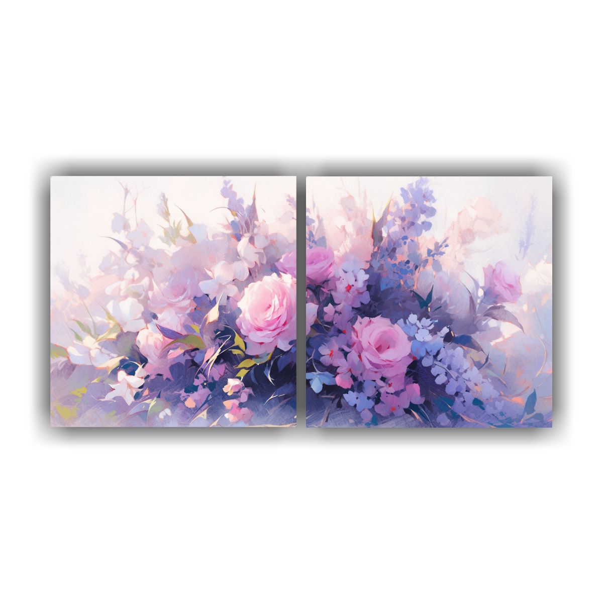GENERICO - Pintura En Lienzo De Flores En Colores Morados Y 80x40 Cm