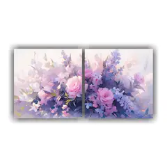 GENERICO - Pintura En Lienzo De Flores En Colores Morados Y 80x40 Cm