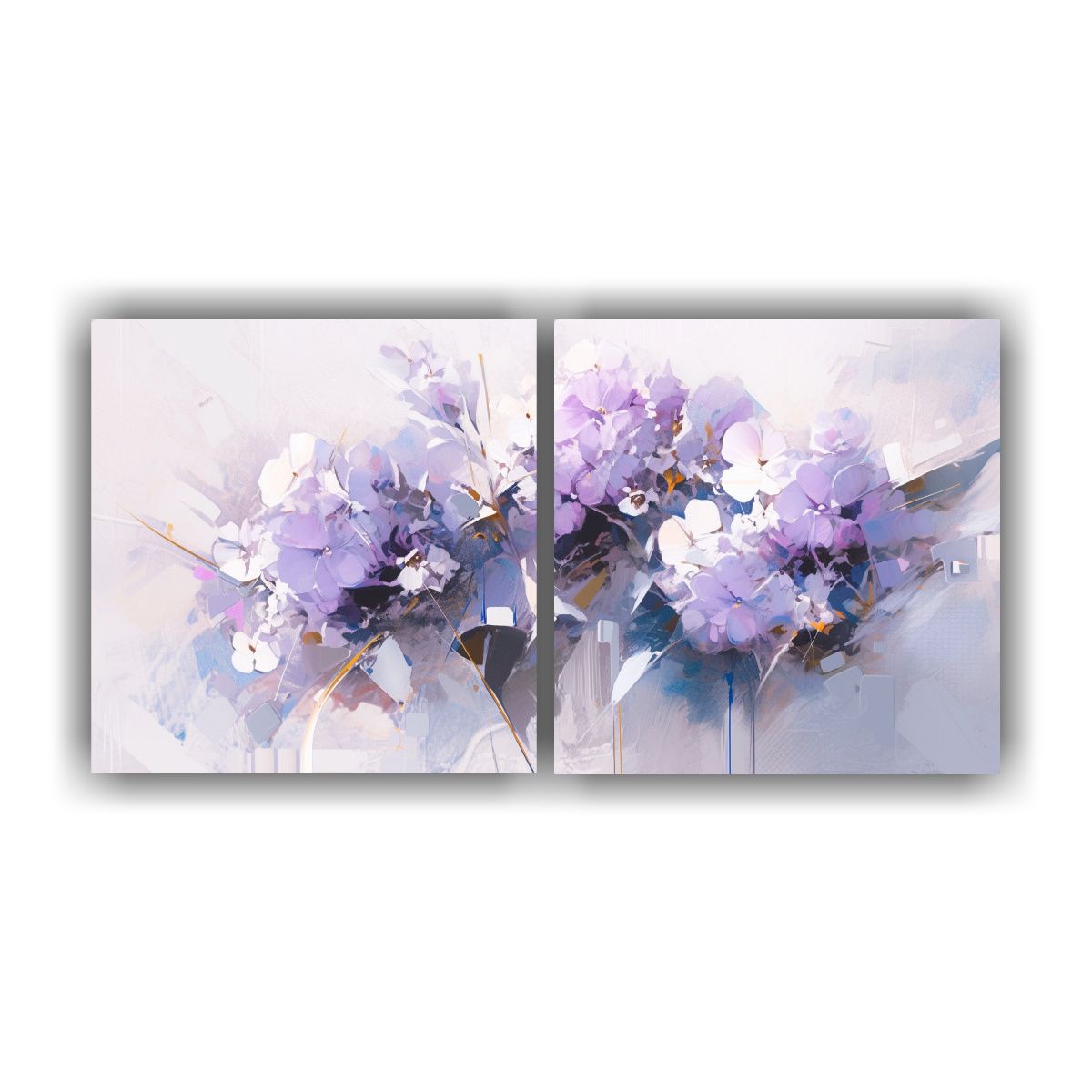 GENERICO - Pinturas De Flores En Lienzo Morado Y Blanco Para 60x30 Cm