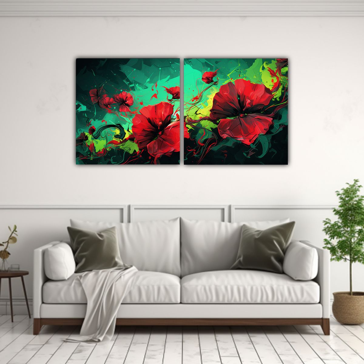 GENERICO - Cuadro Cuadro Formación Colores Green Y Red 80x40 Cm