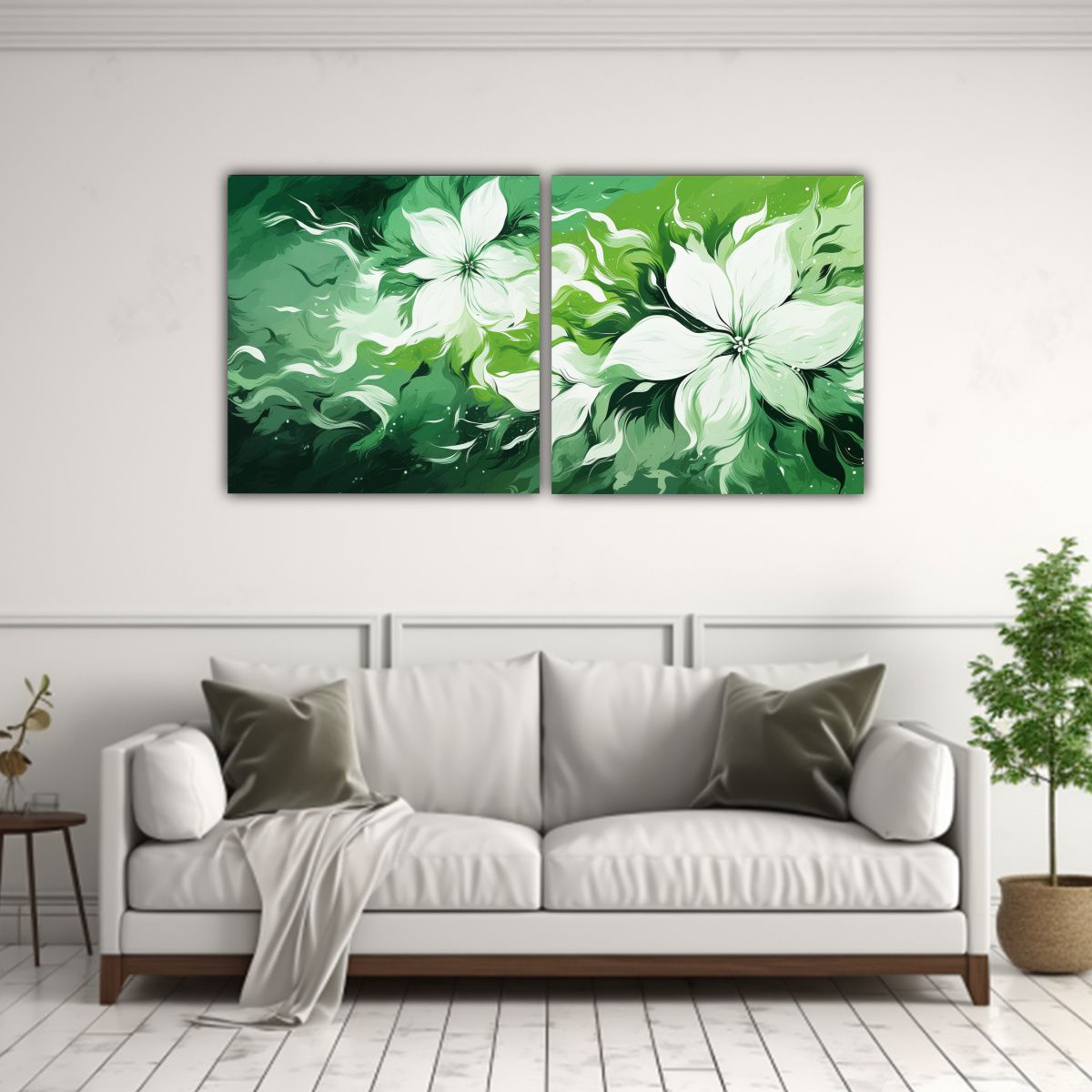 GENERICO - Lienzos De Tela Diseño Calidez Green AND White 100x50 Cm