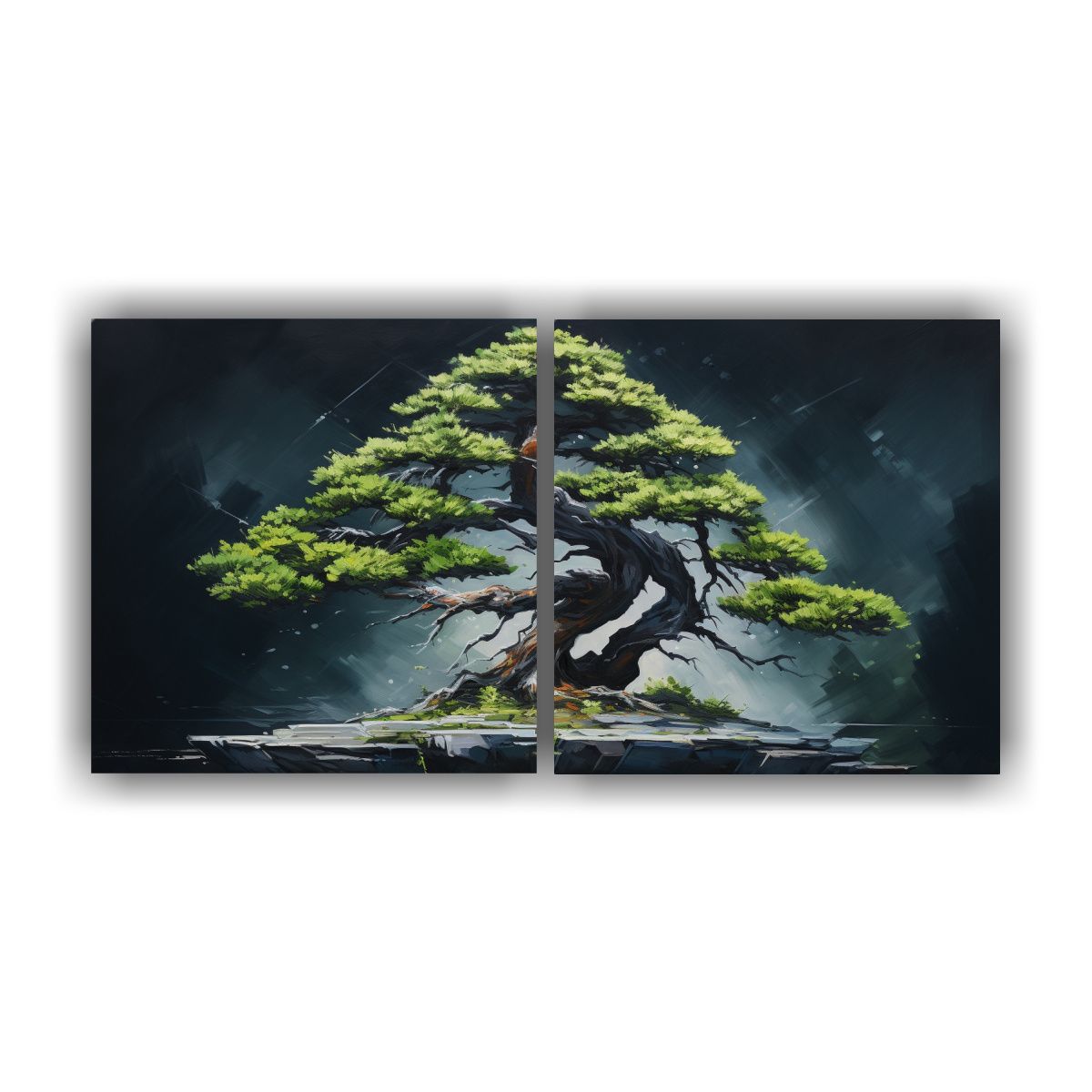 GENERICO - Artes Moderno Esquema A Spruce Bonsái Pintura 60x30 Cm