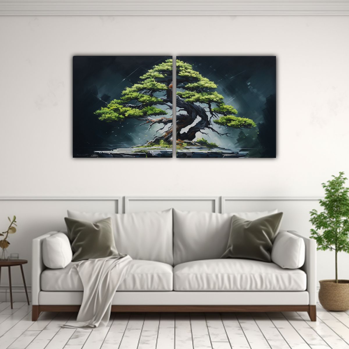 GENERICO - Artes Moderno Esquema A Spruce Bonsái Pintura 60x30 Cm