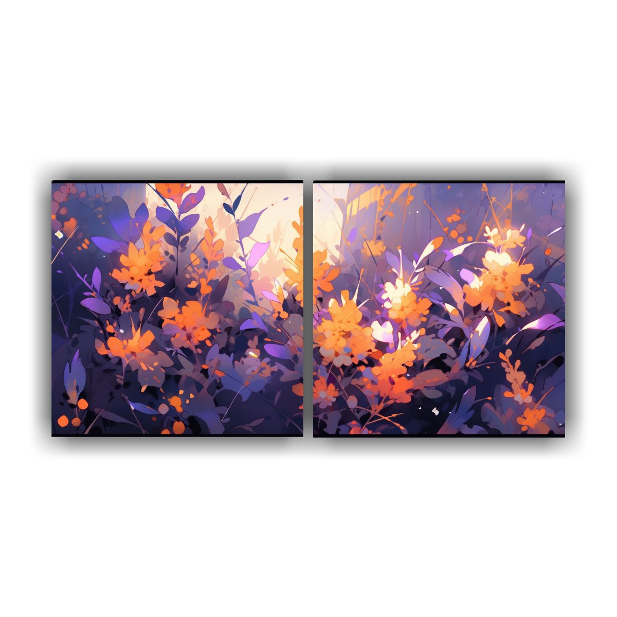 GENERICO - Cuadros Concepto Simple Morado Y Naranja Con 80x40 Cm