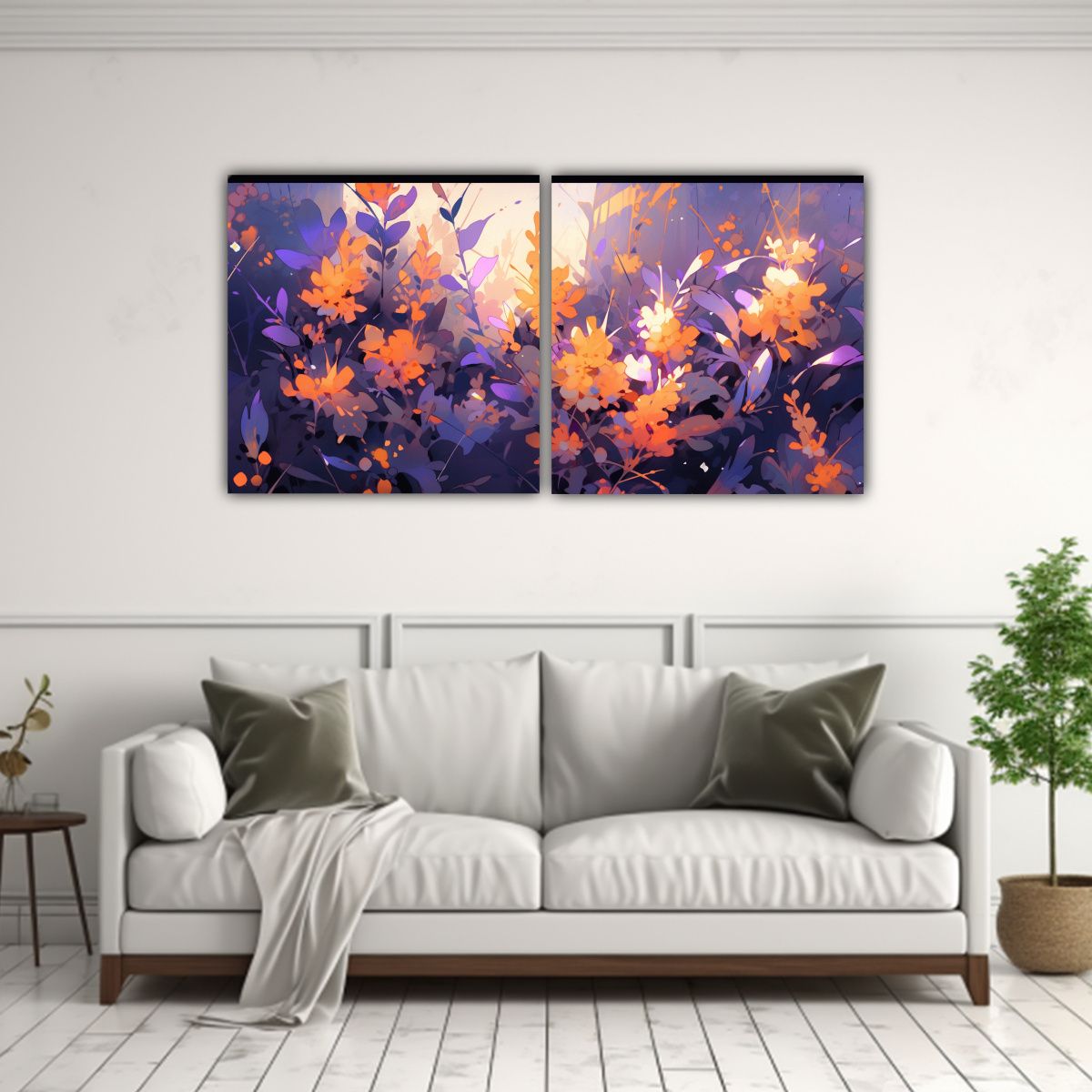 GENERICO - Cuadros Concepto Simple Morado Y Naranja Con 80x40 Cm