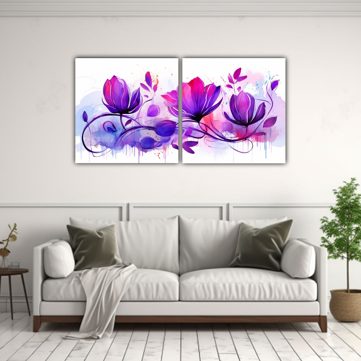 GENERICO - Set 2 Cuadros Lienzo Rectangular Atmosfera 80x40 Cm