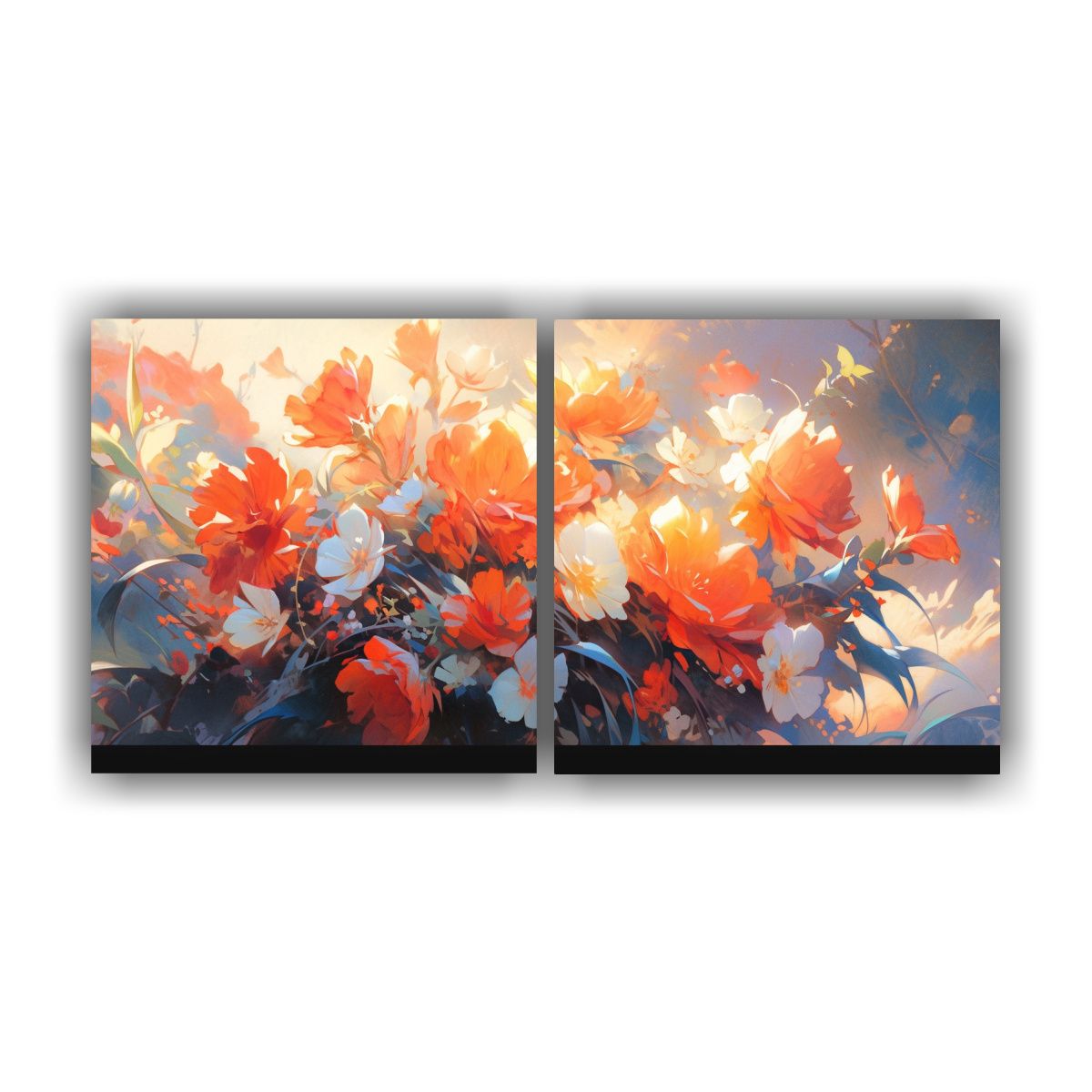 GENERICO - Dos Composiciones Espectacular Multicolor Pintura 80x40 Cm