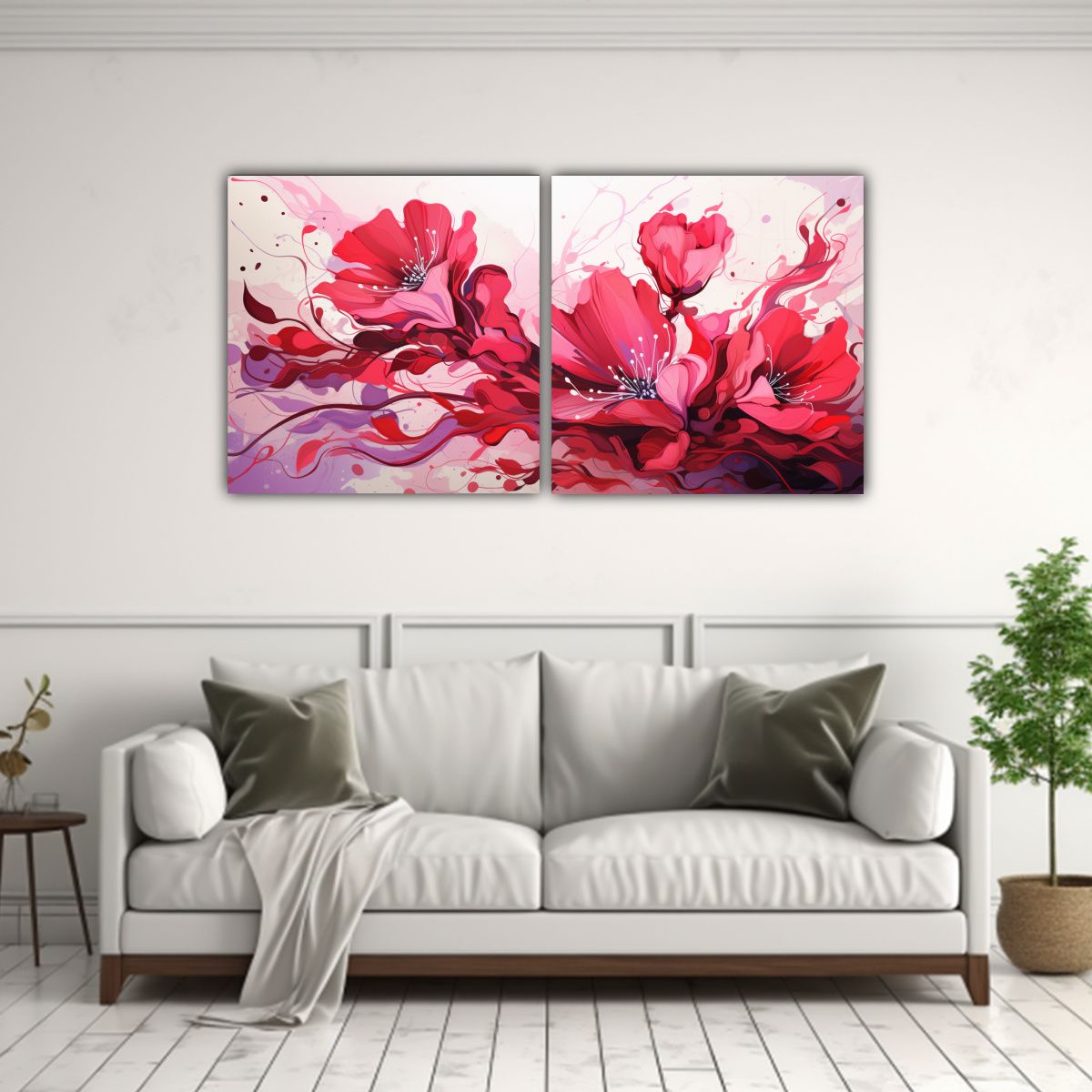 GENERICO - Fotografía Combinación De Colores Rojo Y Rosa 80x40 Cm