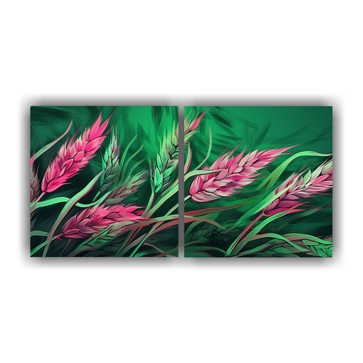 GENERICO - Cuadro Decorativo De Trigo En Colores Verde Y 60x30 Cm