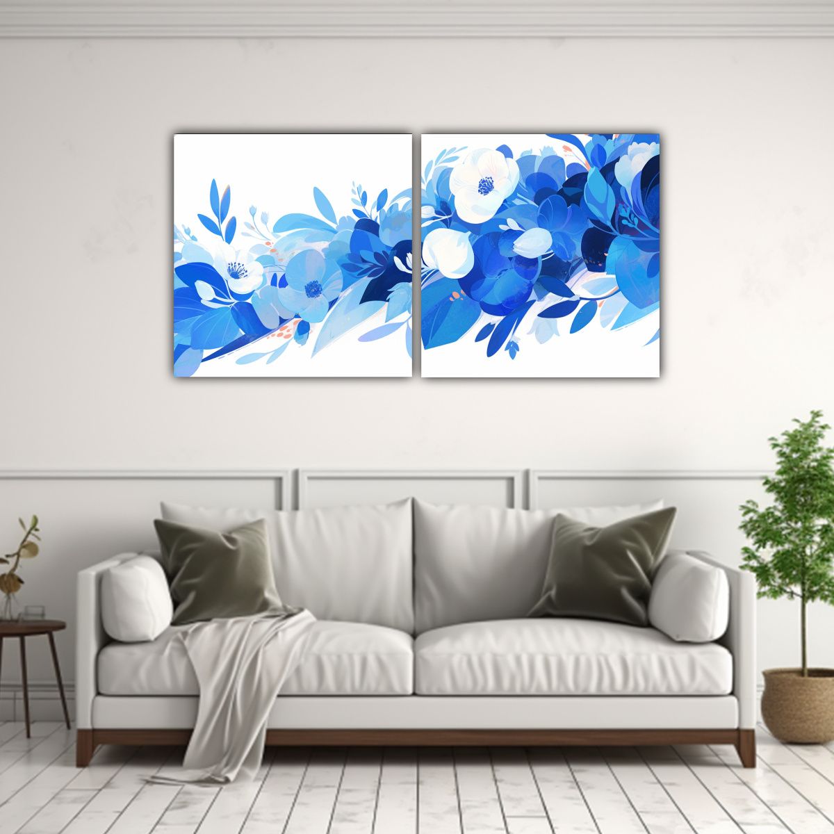 GENERICO - Pintura Decorativa Neonoir En Blanco Y Azul 100x50 Cm