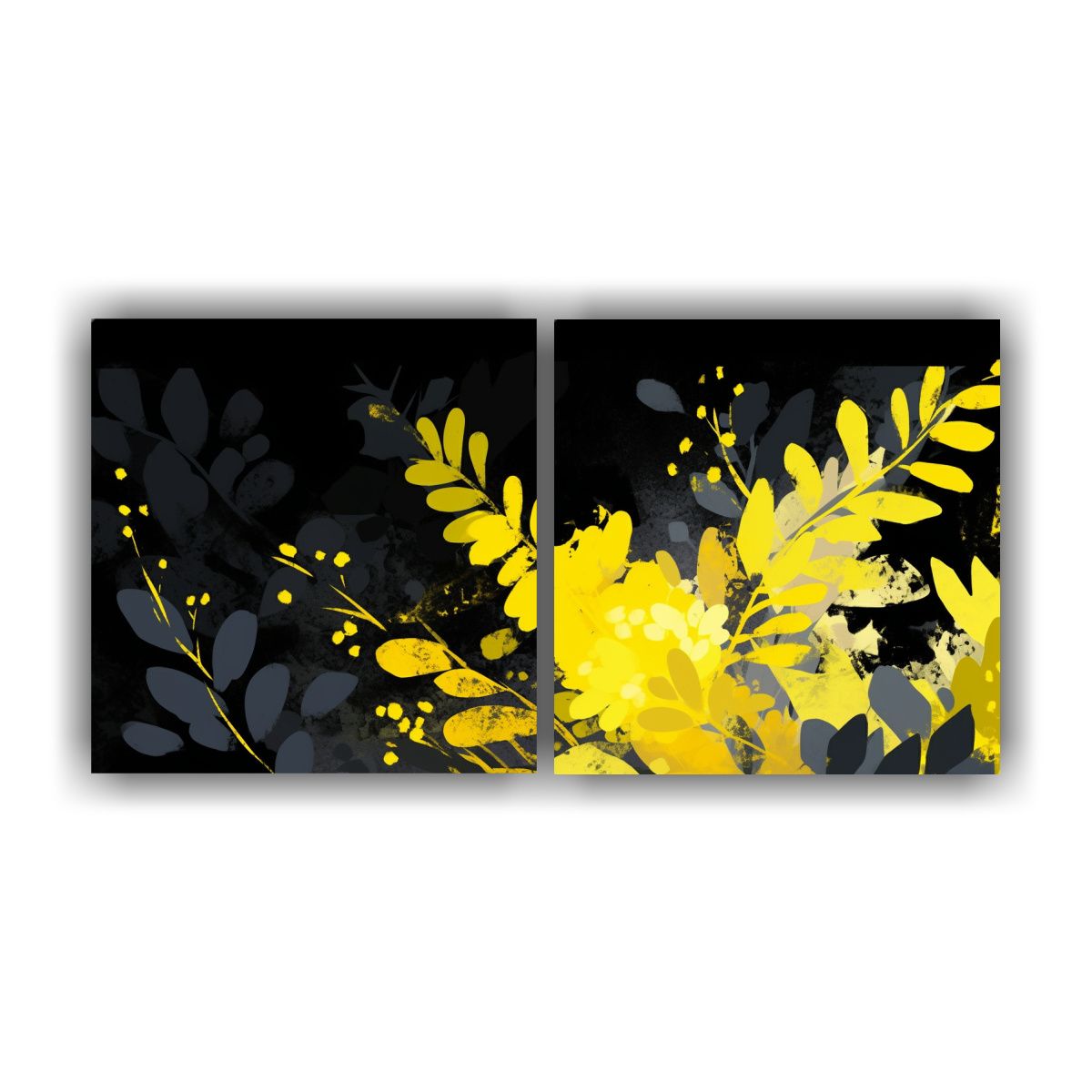 GENERICO - Lienzos Tela Composición Época Amarillo Y Negro 80x40 Cm