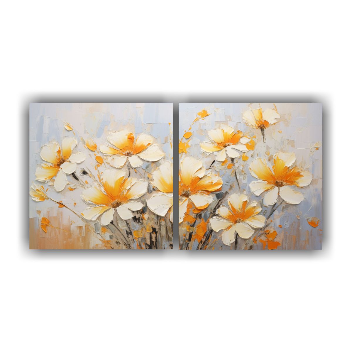 GENERICO - Pintura De Flores Amarillas Y Naranjas En Lienzo 60x30 Cm
