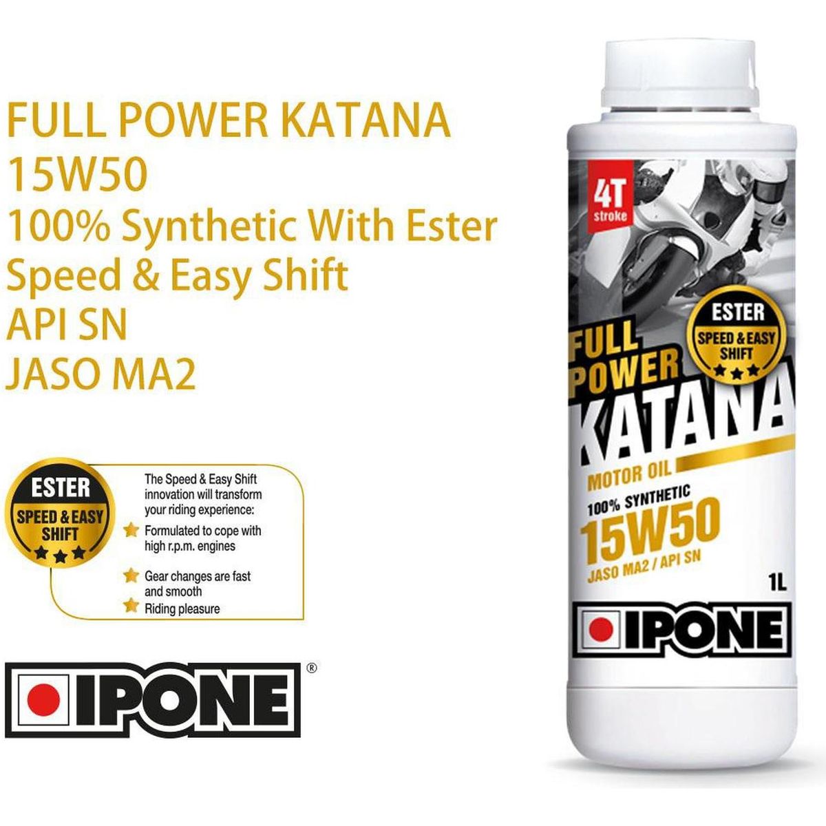 IPONE - Aceite De Moto 15w 50 Ipone Full Sintetico 1l 4t Original