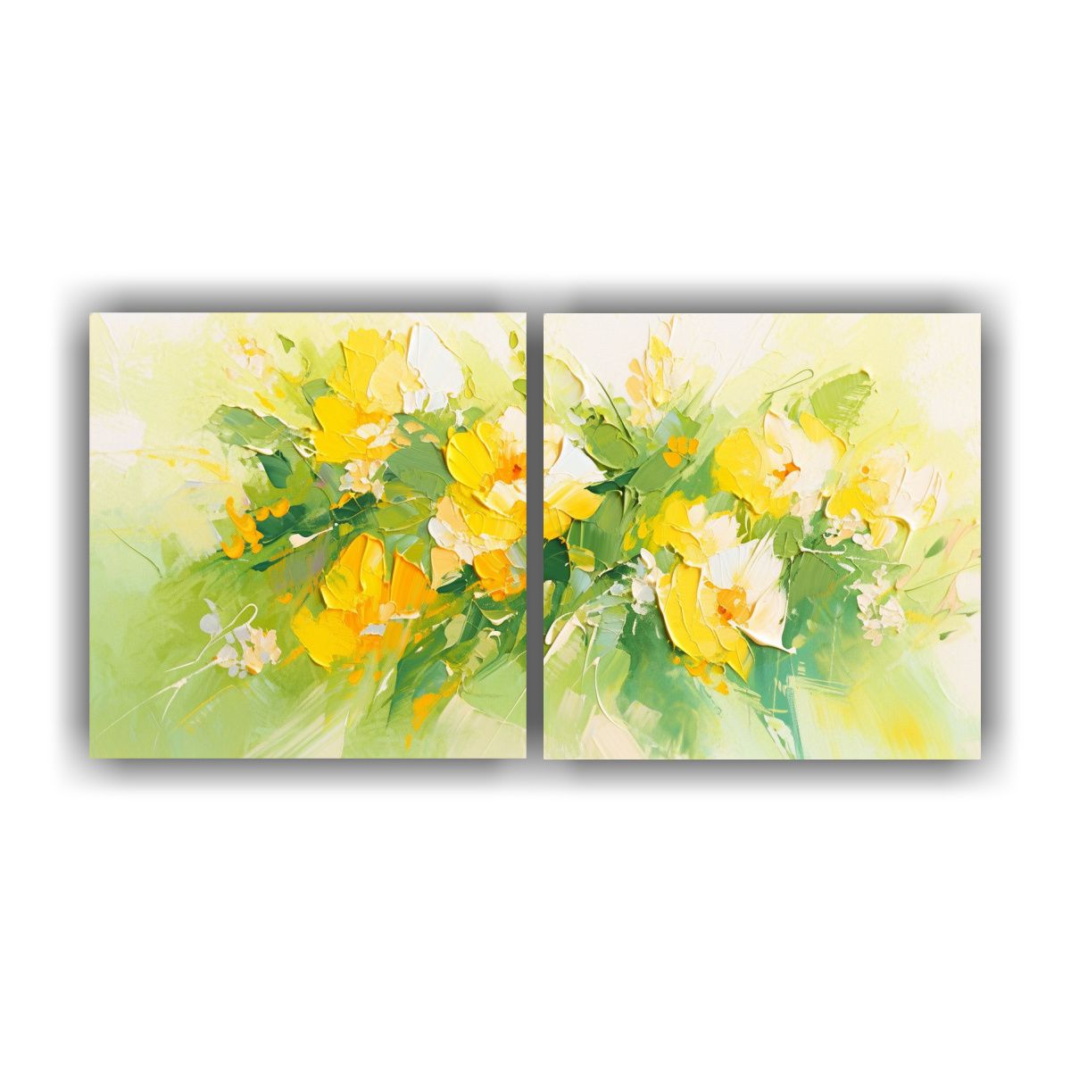 GENERICO - Cuadro Temático Amarillo Y Verde De Flores En 100x50 Cm