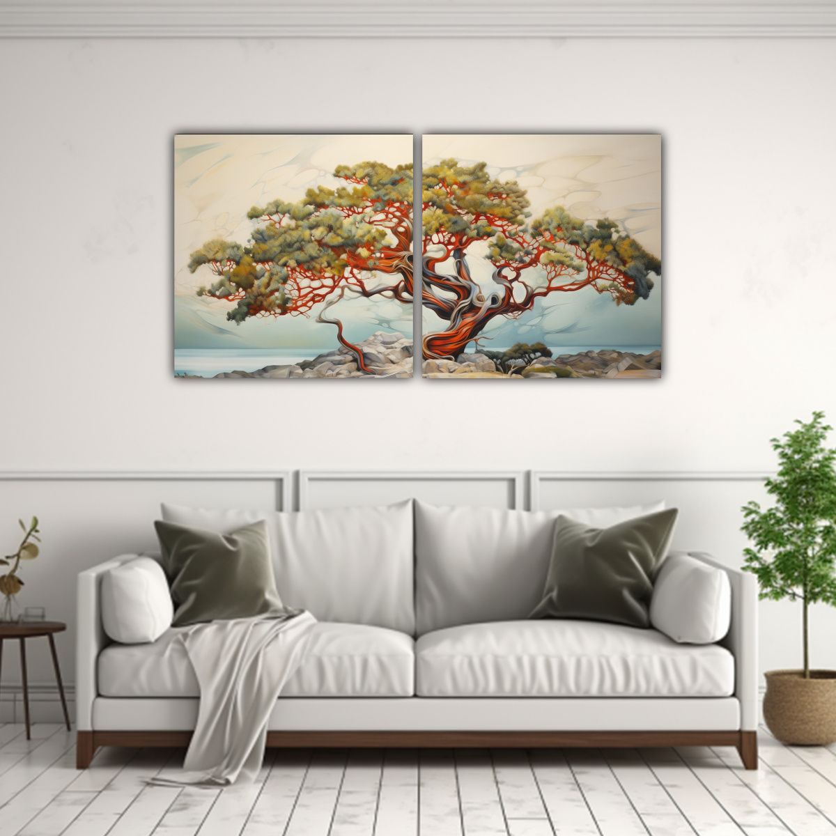 GENERICO - Pintura Abstracta De árbol De Madroño 80x40 Cm