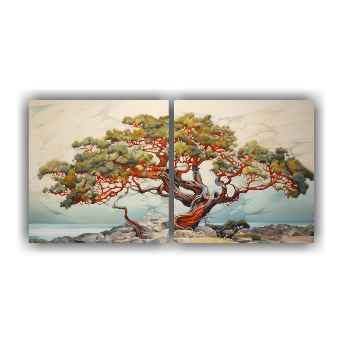 GENERICO - Pintura Abstracta De árbol De Madroño 60x30 Cm
