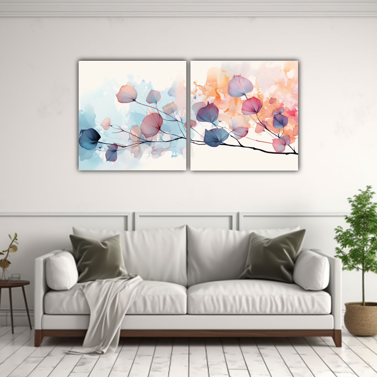 GENERICO - Cuadros Abstractos Motivo árbol Aspen En Colores 80x40 Cm