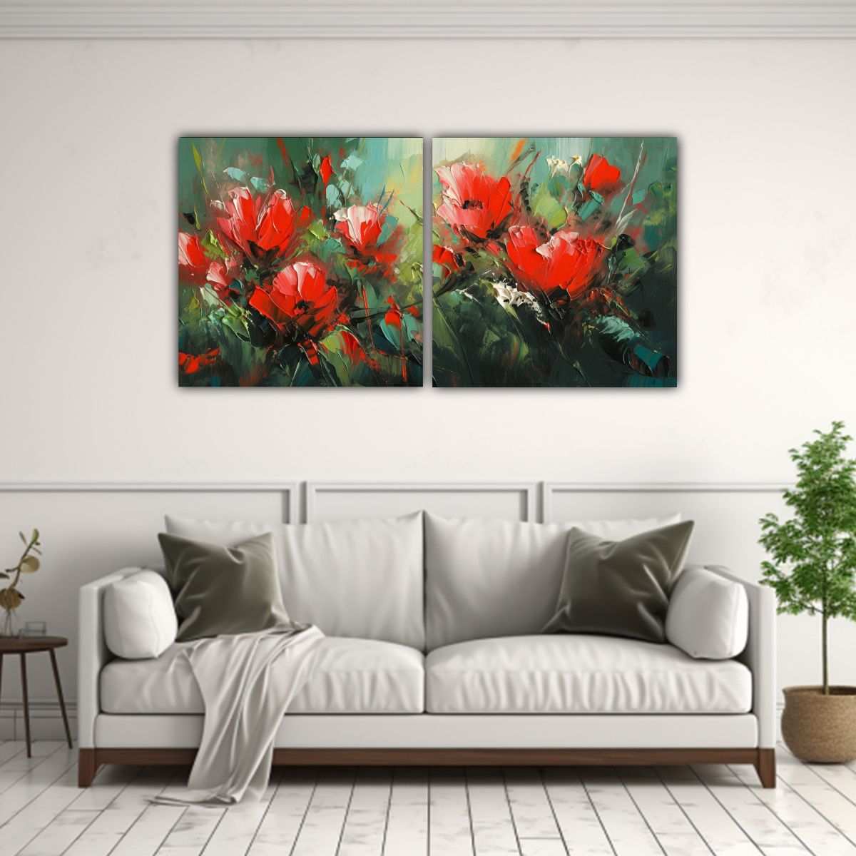 GENERICO - Pintura Intensa De Estilo A En Lienzo De Flores 60x30 Cm