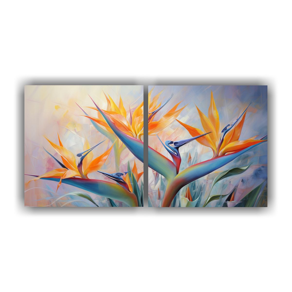 GENERICO - Cuadro Abstracto Aves Del Paraíso Equilibrio 60x30 Cm