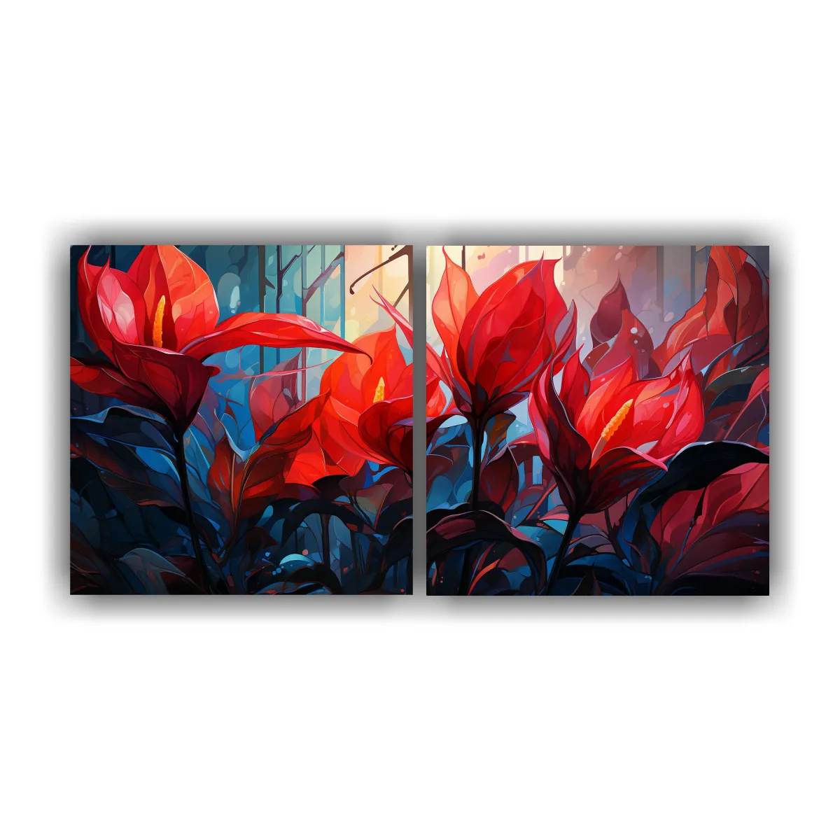 GENERICO - Cuadro Decorativo En Lienzo De Hojas De Heliconia 80x40 Cm
