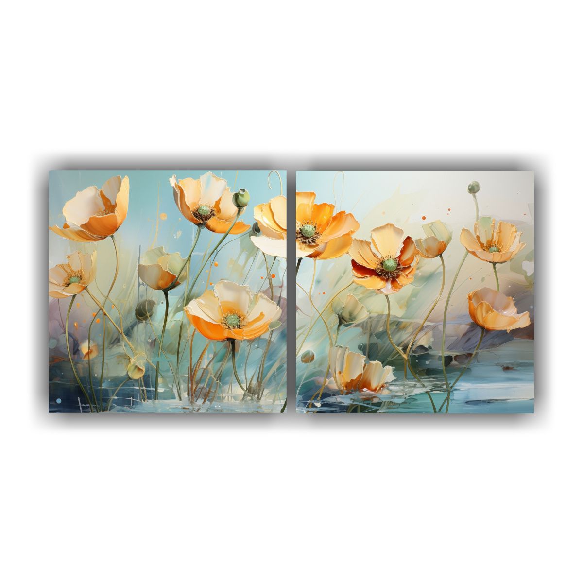 GENERICO - Pintura Abstracta Estética Con Flores Buttercups 60x30 Cm