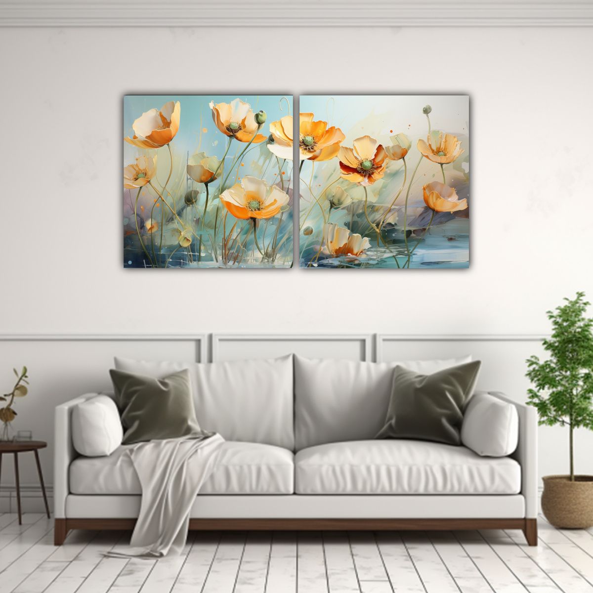 GENERICO - Pintura Abstracta Estética Con Flores Buttercups 60x30 Cm