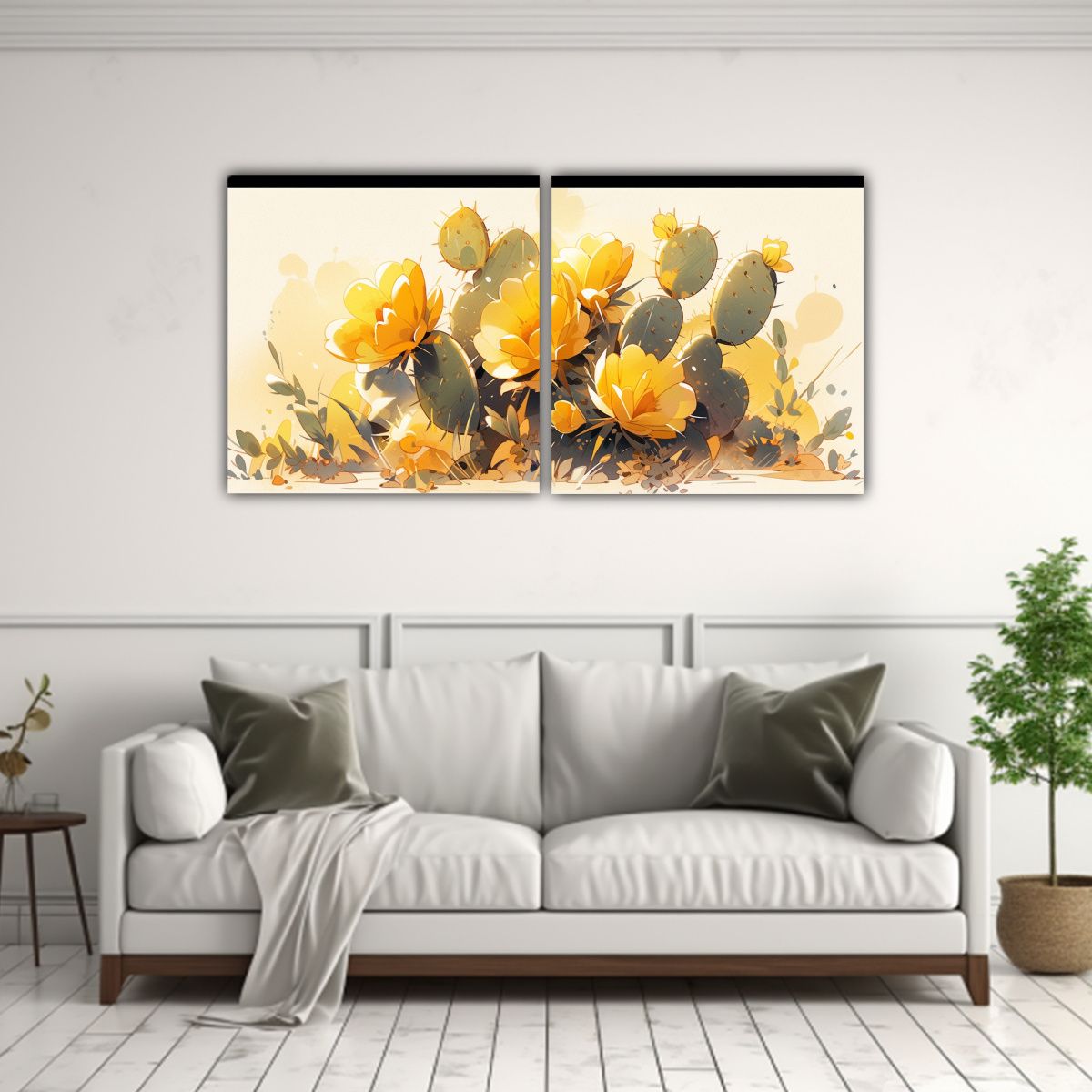 GENERICO - Lienzos De Tela Tema Cactus Amarillos Atmosfera 100x50 Cm