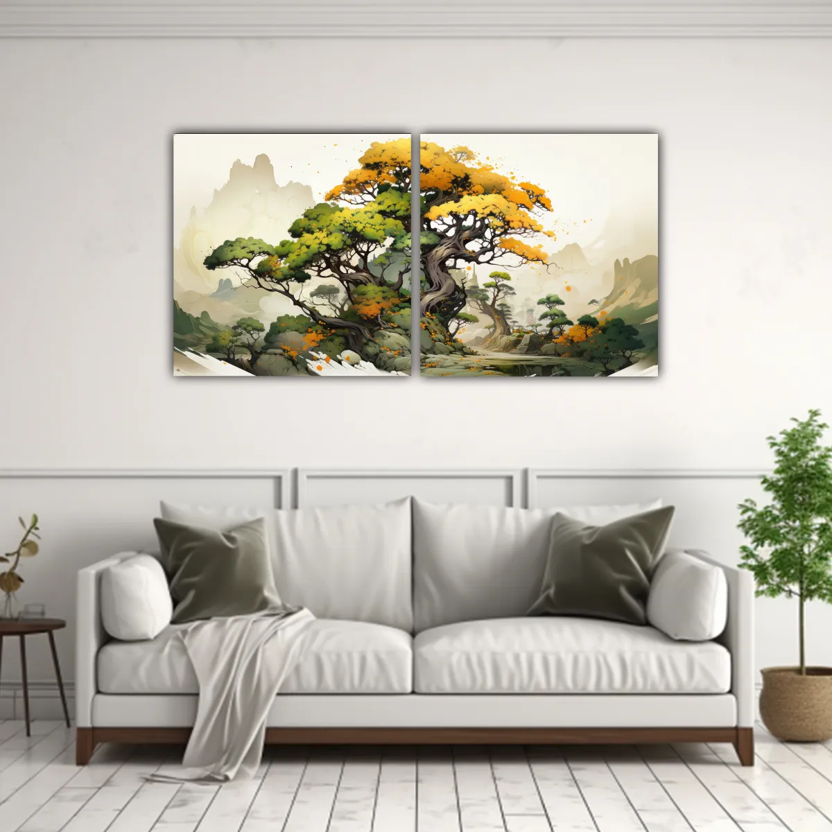 GENERICO - Cuadro Mural Moderno De Un árbol De Enebro En 80x40 Cm
