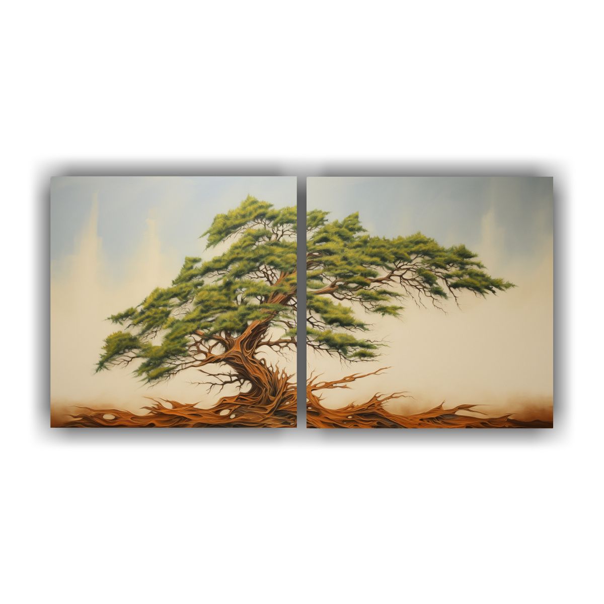 GENERICO - Díptico Imagen Multicolor A Cedar Tree Pintura 60x30 Cm