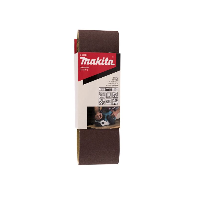 MAKITA - Lija de Banda 3×21″ 3 Piezas G180 Madera-Metal D-59324