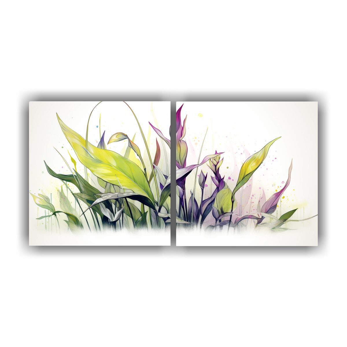 GENERICO - Arte Abstracto En Acuarelas De Hierbas De 60x30 Cm