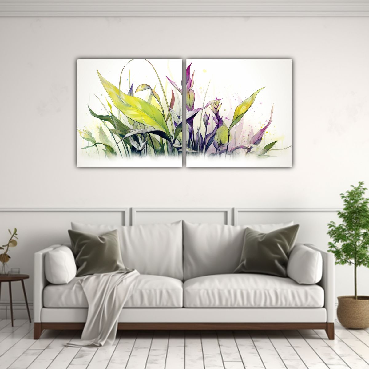 GENERICO - Arte Abstracto En Acuarelas De Hierbas De 60x30 Cm