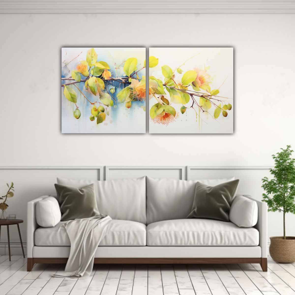 GENERICO - Set 2 Cuadros Abstractos Linda Flores De Tilo 100x50 Cm