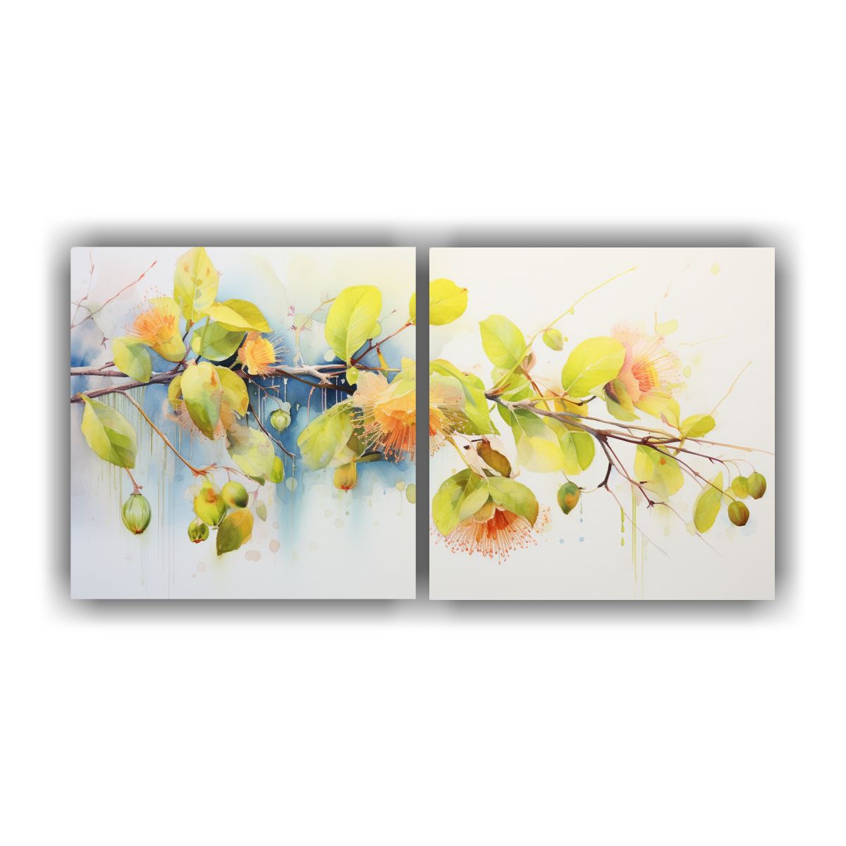 GENERICO - Set 2 Cuadros Abstractos Linda Flores De Tilo 60x30 Cm