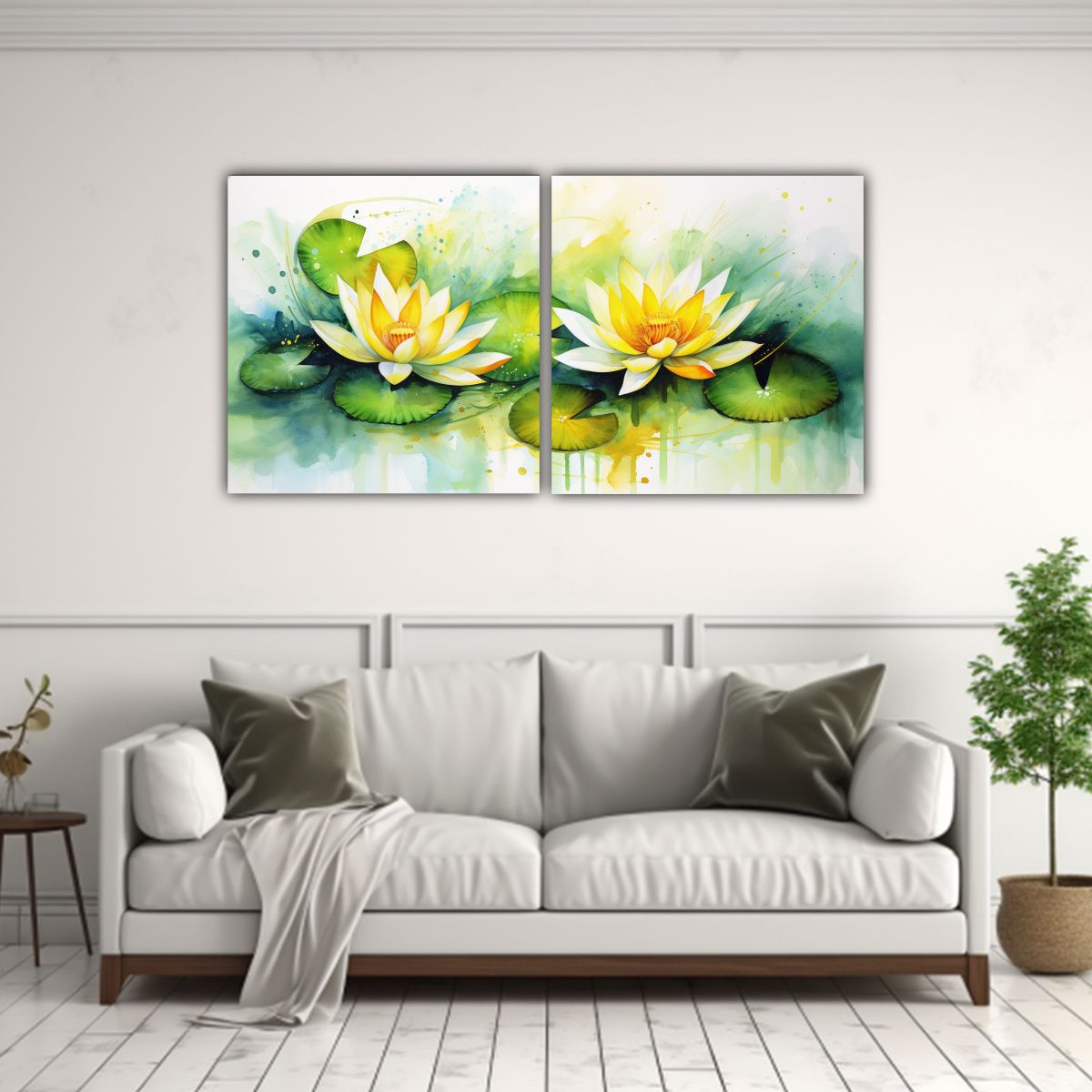 GENERICO - Cuadro Horizontal Época A Flores De Loto 60x30 Cm