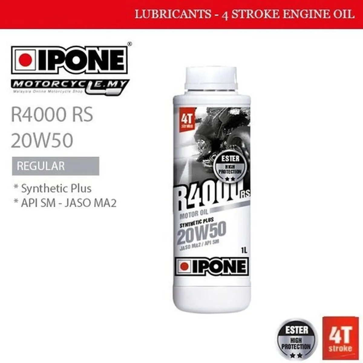 IPONE - Aceite De Moto 20w 50 Semi Sintético Ipone 4t 1l Original