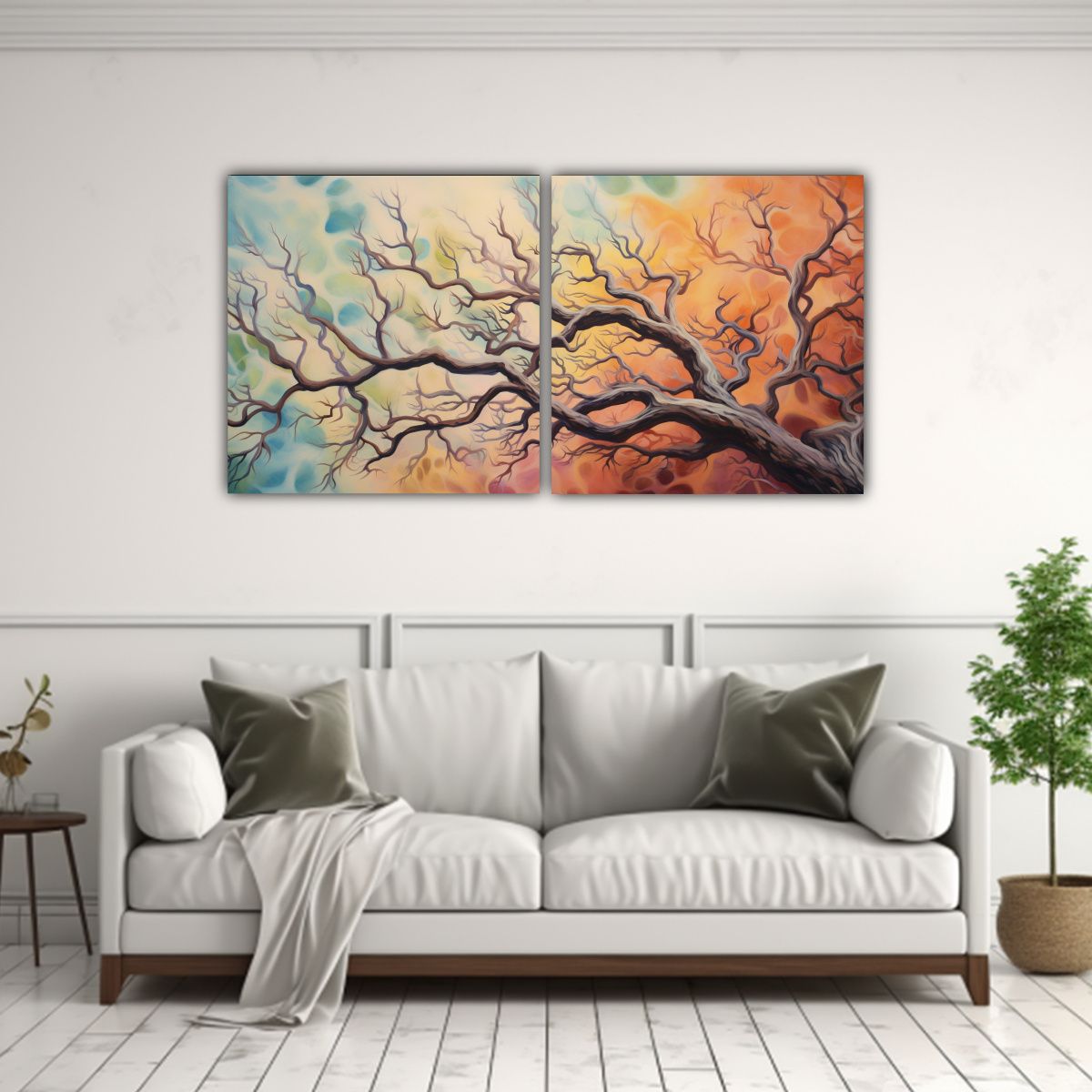 GENERICO - Cuadro Abstracto De árbol De Algodonero Pintura 60x30 Cm