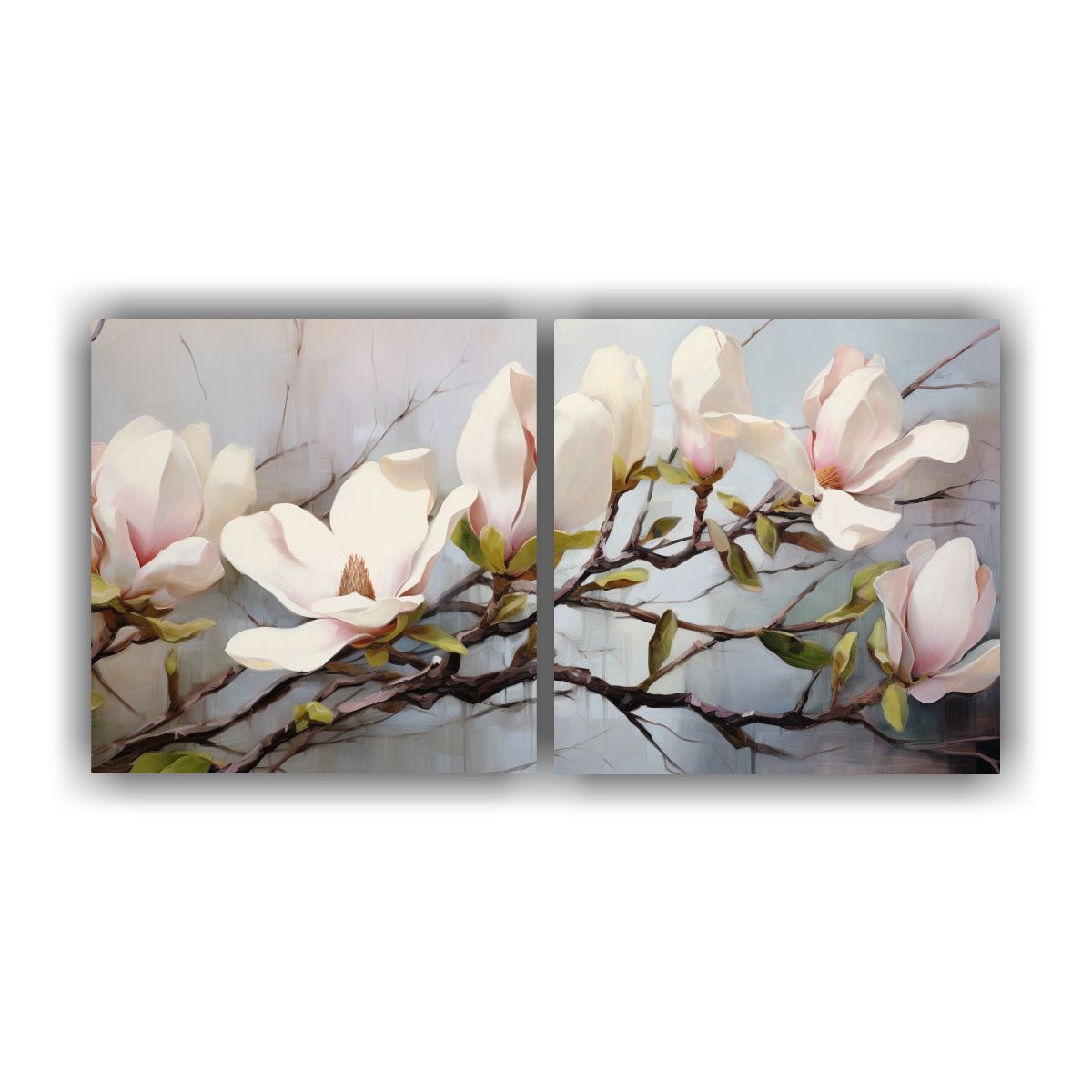 GENERICO - Pintura Abstracta De Flores Magnolias En óleo De 100x50 Cm