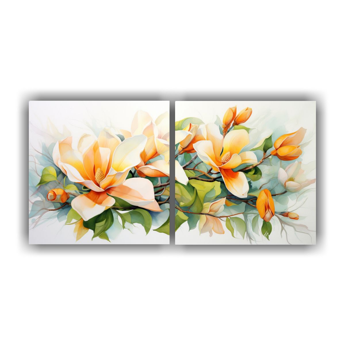 GENERICO - Cuadro De Tela Abstracto Con Flores Magnolias 80x40 Cm