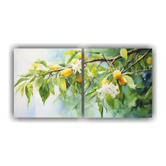 GENERICO - Diptico Vintage Motivo A Mango Tree Pintura 100x50 Cm